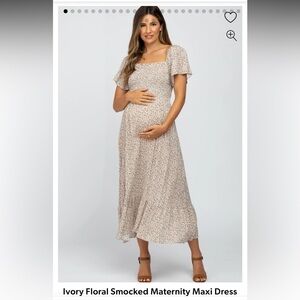 Pinkblush Ivory Floral Smocked Midi Dress